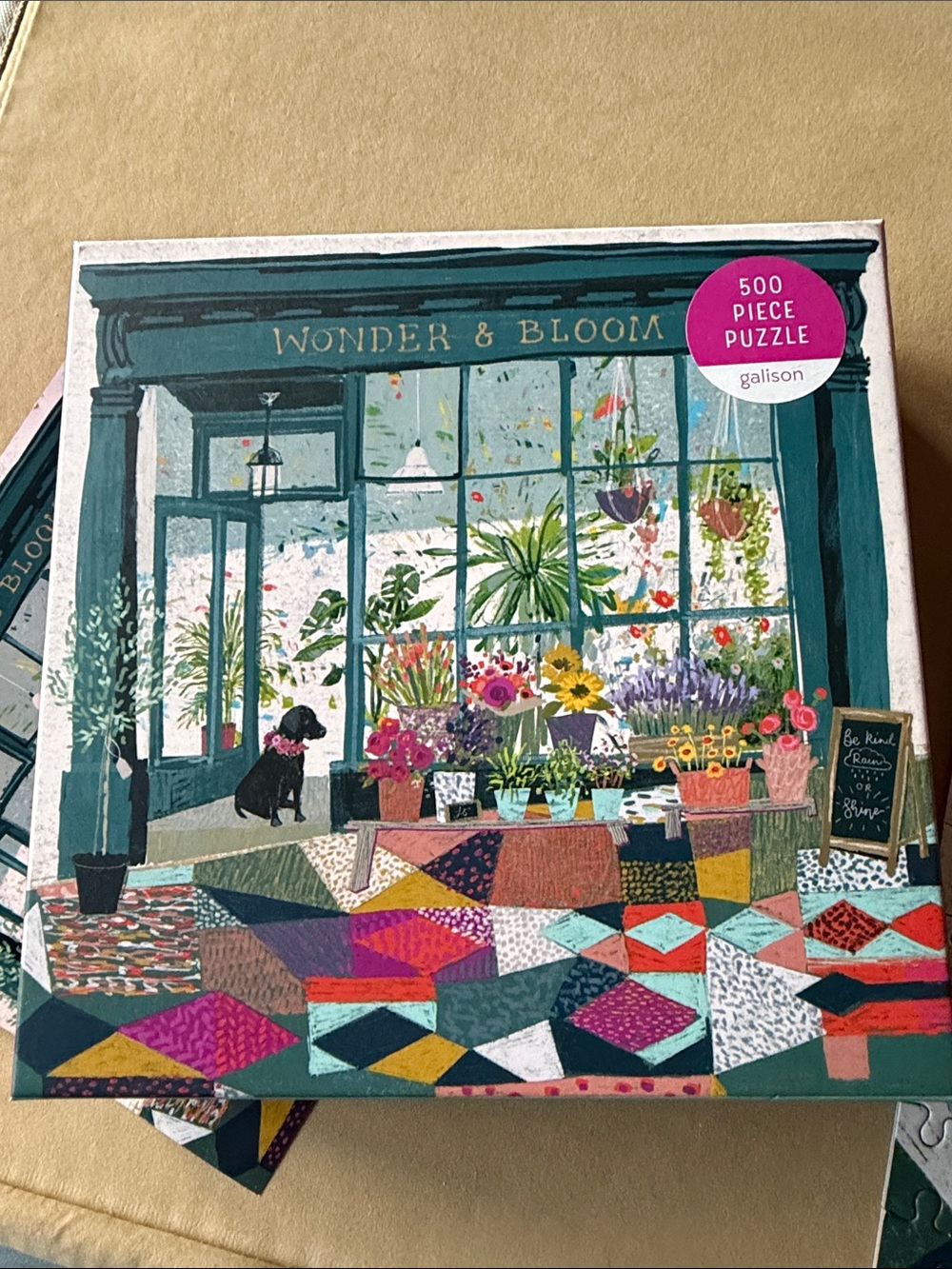 Wonder & Bloom 500-Piece Jigsaw Puzzle — Teal Floral Shop Illustration